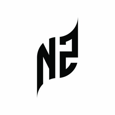 NZ Monogram geometrik biçim şablonu. Monogram ilk tasarım vektörü beyaz arkaplanda izole edildi