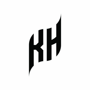 KH Monogram geometrik biçim şablonu. Monogram ilk tasarım vektörü beyaz arkaplanda izole edildi