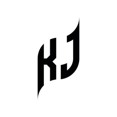 KJ Monogram geometrik biçim şablonu. Monogram ilk tasarım vektörü beyaz arkaplanda izole edildi