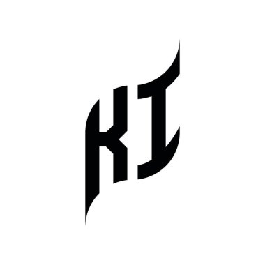 KI Monogram geometrik şekil şablonu. Monogram ilk tasarım vektörü beyaz arkaplanda izole edildi