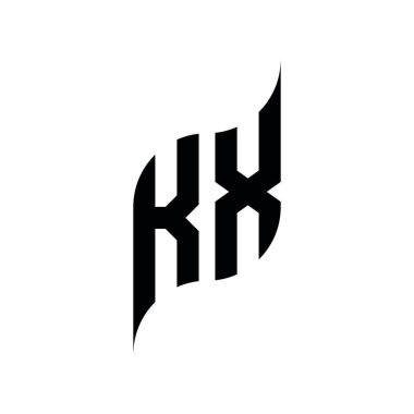 KX Monogram geometrik biçim şablonu. Monogram ilk tasarım vektörü beyaz arkaplanda izole edildi