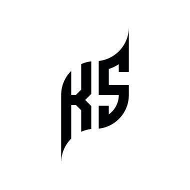 KS Monogram geometrik biçim şablonu. Monogram ilk tasarım vektörü beyaz arkaplanda izole edildi