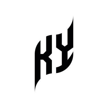 KY Monogram geometrik biçim şablonu. Monogram ilk tasarım vektörü beyaz arkaplanda izole edildi