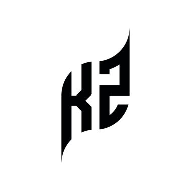 KZ Monogram geometrik biçim şablonu. Monogram ilk tasarım vektörü beyaz arkaplanda izole edildi