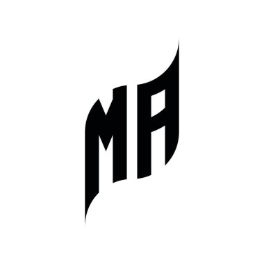 MA Monogram geometrik şekil şablonu. Monogram ilk tasarım vektörü beyaz arkaplanda izole edildi