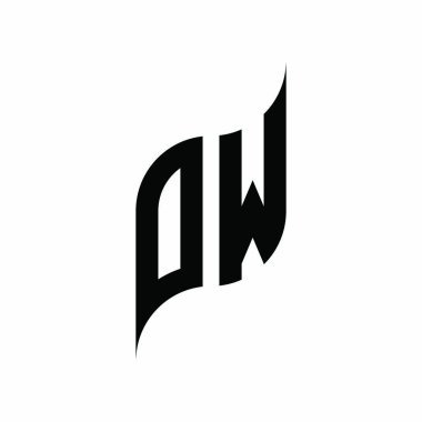 OW Monogram geometrik şekil şablonu. Monogram ilk tasarım vektörü beyaz arkaplanda izole edildi