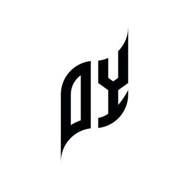 OY Monogram geometrik şekil şablonu. Monogram ilk tasarım vektörü beyaz arkaplanda izole edildi