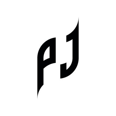 PJ Monogram geometrik şekil şablonu. Monogram ilk tasarım vektörü beyaz arkaplanda izole edildi