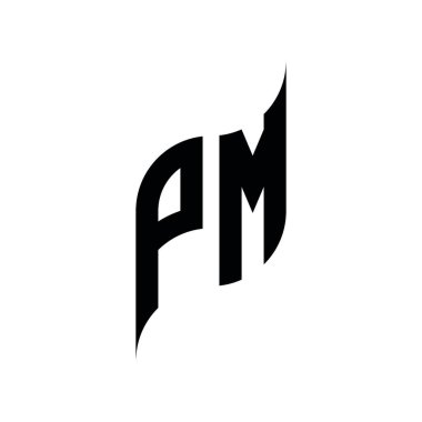 Başbakan Monogram geometrik şekil şablonu. Monogram ilk tasarım vektörü beyaz arkaplanda izole edildi