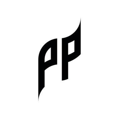 PP Monogram geometrik şekil şablonu. Monogram ilk tasarım vektörü beyaz arkaplanda izole edildi