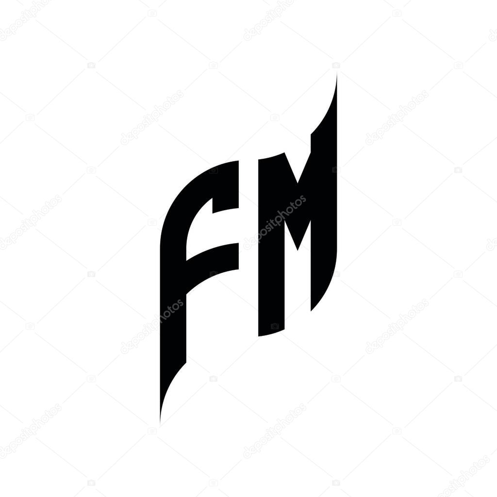 FM Monogram geometric shape style template. Monogram initial design vector isolated on white background