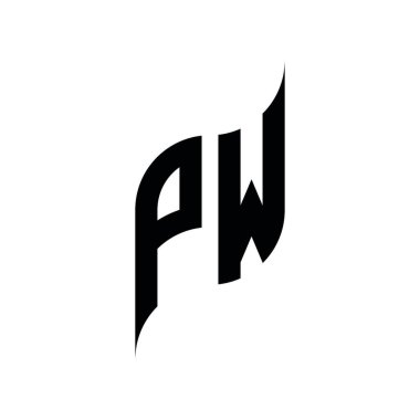PW Monogram geometrik şekil şablonu. Monogram ilk tasarım vektörü beyaz arkaplanda izole edildi