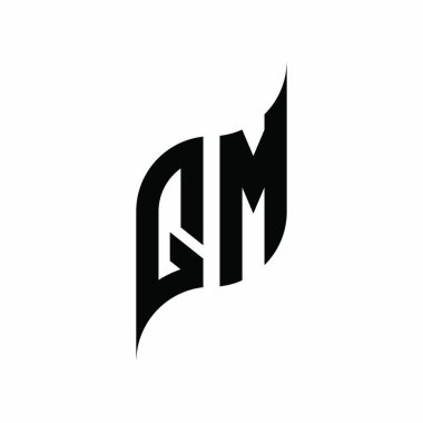 QM Monogram geometrik şekil şablonu. Monogram ilk tasarım vektörü beyaz arkaplanda izole edildi