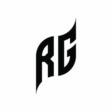 RG Monogram geometrik şekil şablonu. Monogram ilk tasarım vektörü beyaz arkaplanda izole edildi