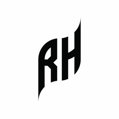 RH Monogram geometrik şekil şablonu. Monogram ilk tasarım vektörü beyaz arkaplanda izole edildi