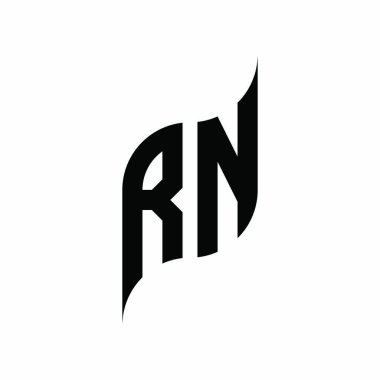 RN Monogram geometrik şekil şablonu. Monogram ilk tasarım vektörü beyaz arkaplanda izole edildi
