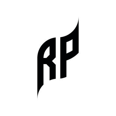 RP Monogram geometrik şekil şablonu. Monogram ilk tasarım vektörü beyaz arkaplanda izole edildi