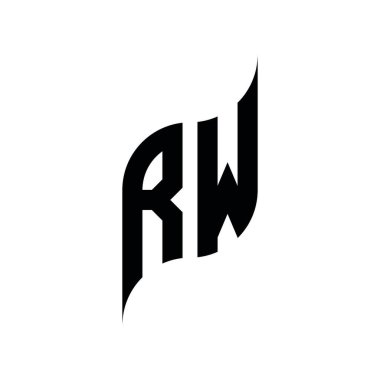 RW Monogram geometrik şekil şablonu. Monogram ilk tasarım vektörü beyaz arkaplanda izole edildi