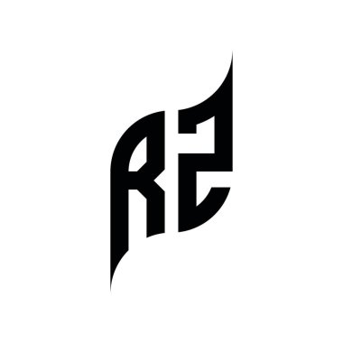 RZ Monogram geometrik şekil şablonu. Monogram ilk tasarım vektörü beyaz arkaplanda izole edildi