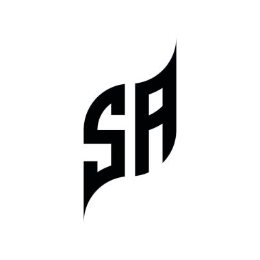 SA Monogram geometrik biçim şablonu. Monogram ilk tasarım vektörü beyaz arkaplanda izole edildi