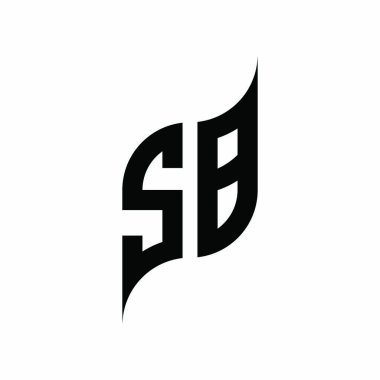 SB Monogram geometrik şekil şablonu. Monogram ilk tasarım vektörü beyaz arkaplanda izole edildi