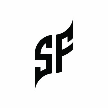SF Monogram geometrik biçim şablonu. Monogram ilk tasarım vektörü beyaz arkaplanda izole edildi