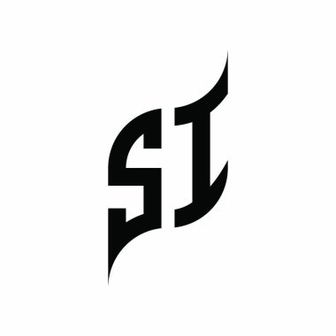 SI Monogram geometrik biçim şablonu. Monogram ilk tasarım vektörü beyaz arkaplanda izole edildi