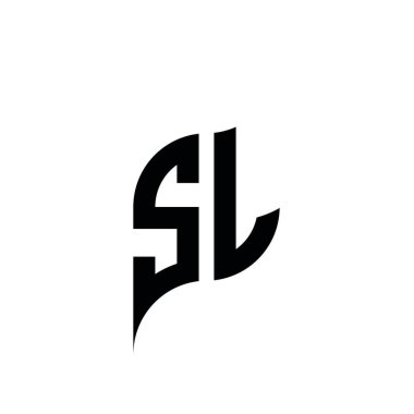 SL Monogram geometrik biçim şablonu. Monogram ilk tasarım vektörü beyaz arkaplanda izole edildi