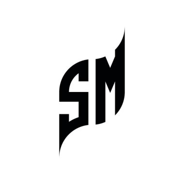 SM Monogram geometrik şekil şablonu. Monogram ilk tasarım vektörü beyaz arkaplanda izole edildi