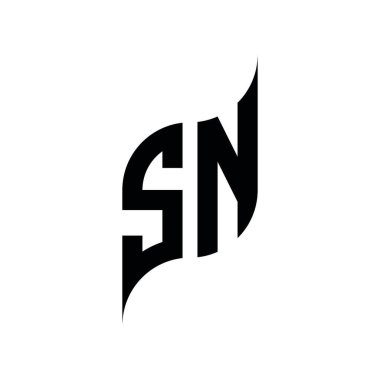 SN Monogram geometrik biçim şablonu. Monogram ilk tasarım vektörü beyaz arkaplanda izole edildi