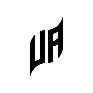UA Monogram geometrik biçim şablonu. Monogram ilk tasarım vektörü beyaz arkaplanda izole edildi