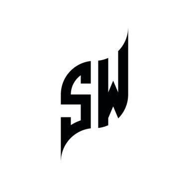 SW Monogram geometrik şekil şablonu. Monogram ilk tasarım vektörü beyaz arkaplanda izole edildi