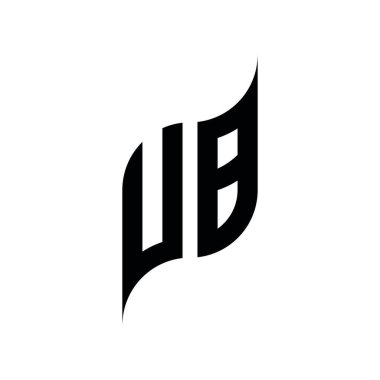 UB Monogram geometrik biçim şablonu. Monogram ilk tasarım vektörü beyaz arkaplanda izole edildi