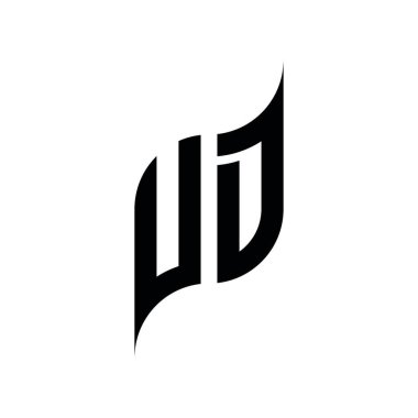 UD monogram geometrik şekil şablonu. Monogram ilk tasarım vektörü beyaz arkaplanda izole edildi