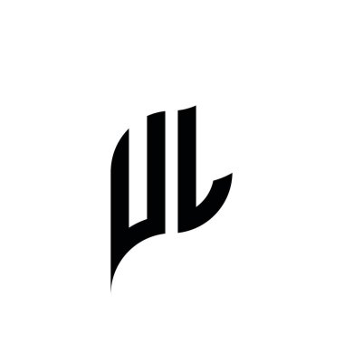 UL Monogram geometrik biçim şablonu. Monogram ilk tasarım vektörü beyaz arkaplanda izole edildi