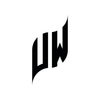 UW Monogram geometrik şekil şablonu. Monogram ilk tasarım vektörü beyaz arkaplanda izole edildi