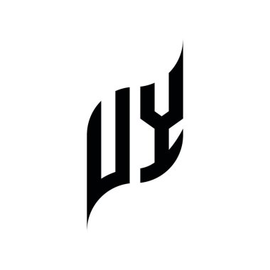 UY Monogram geometrik şekil şablonu. Monogram ilk tasarım vektörü beyaz arkaplanda izole edildi