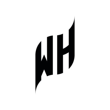 WH Monogram geometrik şekil şablonu. Monogram ilk tasarım vektörü beyaz arkaplanda izole edildi