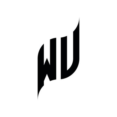 WU Monogram geometrik şekil şablonu. Monogram ilk tasarım vektörü beyaz arkaplanda izole edildi