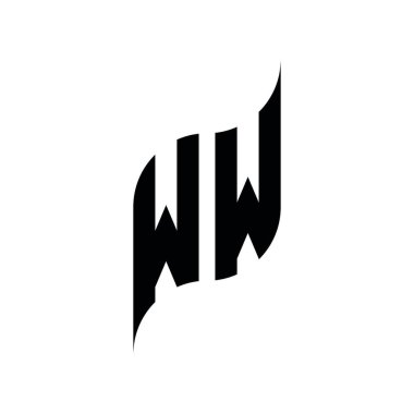 WW Monogram geometrik şekil şablonu. Monogram ilk tasarım vektörü beyaz arkaplanda izole edildi