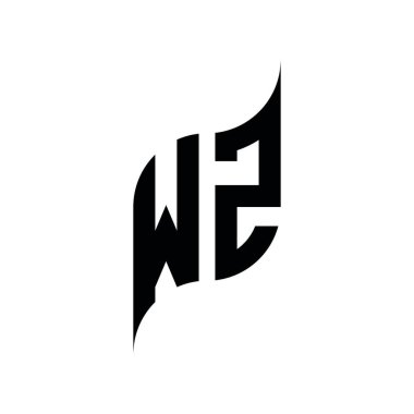 WZ Monogram geometrik şekil şablonu. Monogram ilk tasarım vektörü beyaz arkaplanda izole edildi