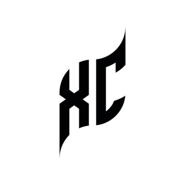 XC Monogram geometrik biçim şablonu. Monogram ilk tasarım vektörü beyaz arkaplanda izole edildi