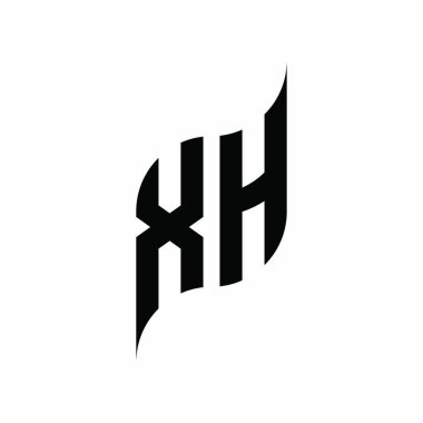 XH Monogram geometrik biçim şablonu. Monogram ilk tasarım vektörü beyaz arkaplanda izole edildi