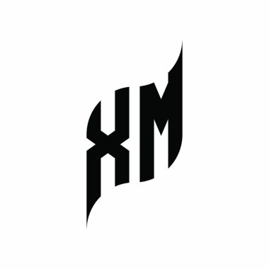 XM Monogram geometrik şekil şablonu. Monogram ilk tasarım vektörü beyaz arkaplanda izole edildi