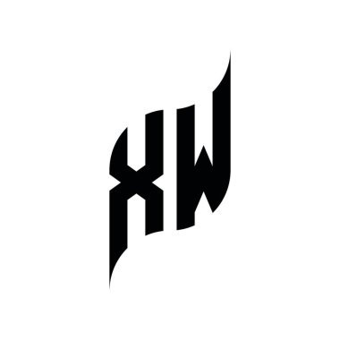 XW Monogram geometrik şekil şablonu. Monogram ilk tasarım vektörü beyaz arkaplanda izole edildi