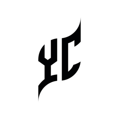 YC Monogram geometrik şekil şablonu. Monogram ilk tasarım vektörü beyaz arkaplanda izole edildi