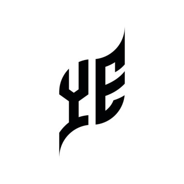 YE Monogram geometrik şekil şablonu. Monogram ilk tasarım vektörü beyaz arkaplanda izole edildi