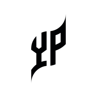 YP Monogram geometrik şekil şablonu. Monogram ilk tasarım vektörü beyaz arkaplanda izole edildi