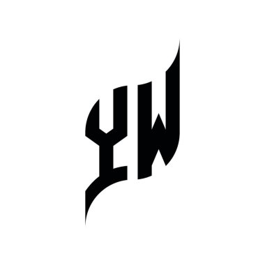 YW Monogram geometrik şekil şablonu. Monogram ilk tasarım vektörü beyaz arkaplanda izole edildi