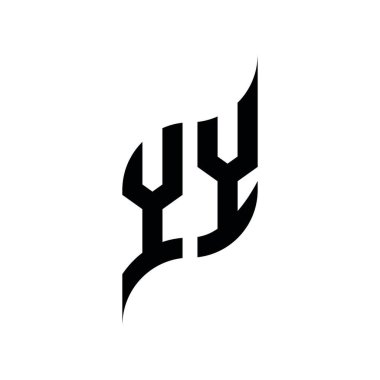 YY Monogram geometrik şekil şablonu. Monogram ilk tasarım vektörü beyaz arkaplanda izole edildi